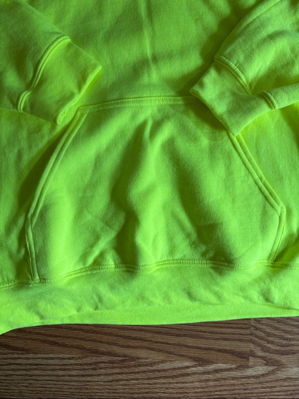 Grunt Style Men's Neon Yellow Crewneck Hoodie with Small Chest Flag - - Picture 3 of 5